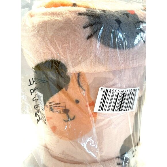 Kitty Cat Kitten Peach Supersoft Plush Throw Blanket Autumn Fall The Big One NEW - Picture 6 of 6